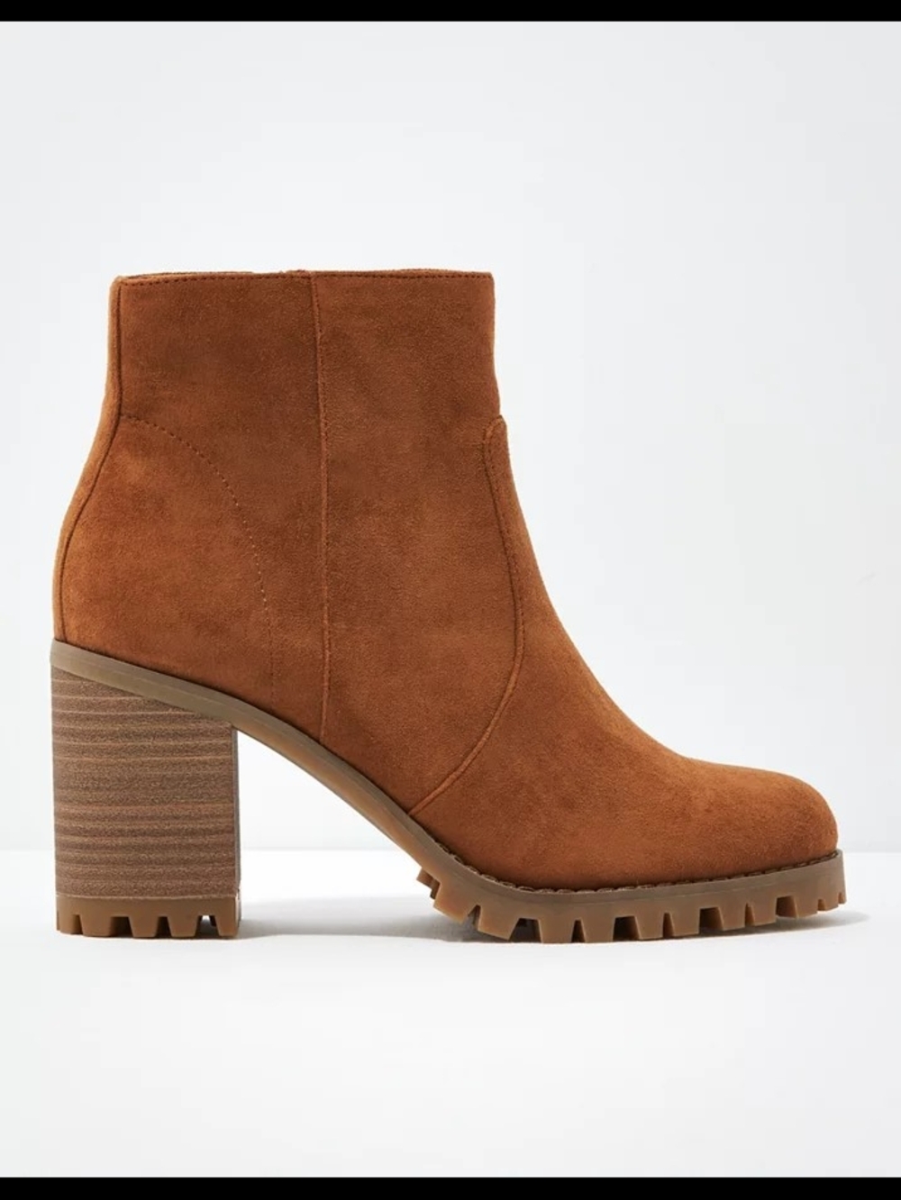 American Eagle Outfitters Tan Suede Lug-Heel Ankle Boots